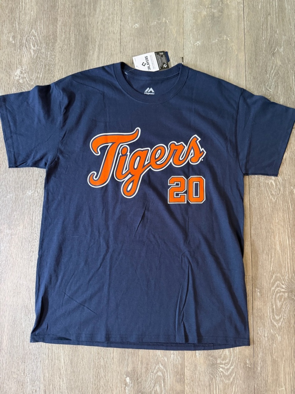 Majestic Navy Tee with Orange 'Detroit Tigers' Script & Spenser Torkelson #20